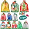 38PC Christmas Gift Bags with Colorful Drawstring |10 Seconds Wrapping Gift| Holiday Gift Bags Assorted Sizes Small Medium Large Jumbo, Xmas Gift Treat Bags with Tags for Party Favors Present Wrapping